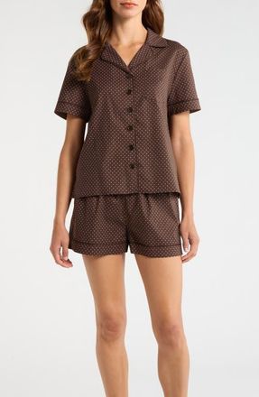 Reformation Blair Stretch Organic Cotton Short Pajamas in Pin Dot at Nordstrom, Size X-Small