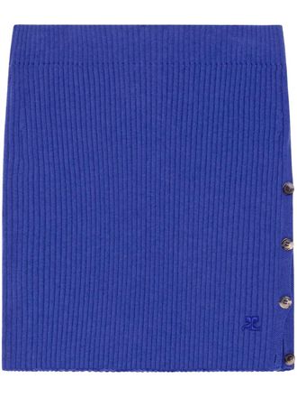 Courrèges ribbed mini skirt - women - Merino/Cotton - M - Blue