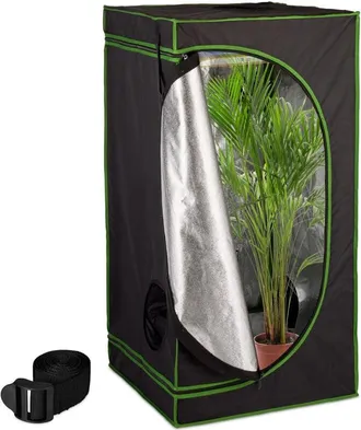 Relaxdays Relaxdays Armario Cultivo Indoor, Carpa Invernadero Interior, Plantas Y Hierbas, Opaco, 120 X 60 X 60 Cm, Negro Y Verde