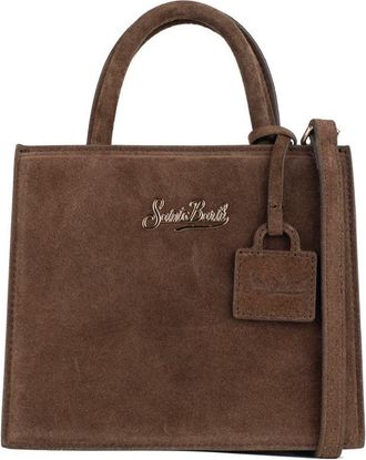 MC2 Saint Barth Shop Bag Mini Handbag In Brown Suede Leather
