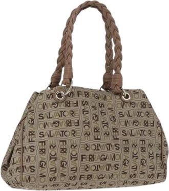 Ferragamo Pre-owned Canvas Tote Bag - Dames - Vintage Handtas - Beige - ONE Size - Vintage