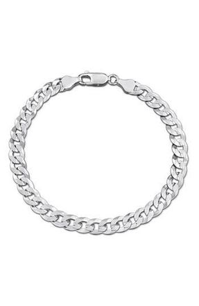 Delmar Mens Sterling Silver Curb Chain Bracelet in White Gold at Nordstrom Rack