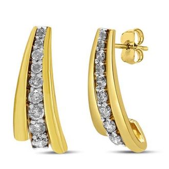 House of Brilliance 10K Yellow Gold Plated Silver 1.00 Ct Diamond Graduated Huggie Stud Earrings at Nordstrom