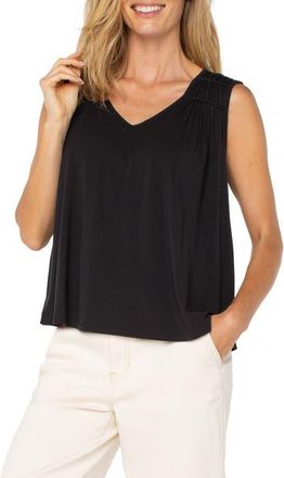 Liverpool L.A. Shirred Sleeveless Knit Top in Black at Nordstrom, Size X-Small
