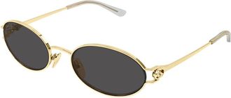 Gucci Ovale Zonnebril - Dames - Zonnebrillen - Geel - 55 MM - Accessoires