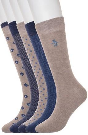 Original Penguin Assorted 5-Pack Crew Socks in Taupe at Nordstrom Rack