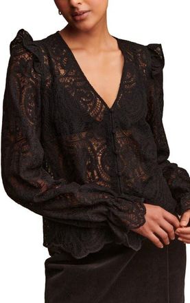 Next Long Sleeve Lace Top in Black at Nordstrom, Size 6 Us