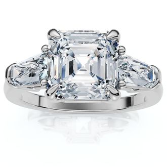Pompeii3 Certified 2 1/2Ct Paulina Asscher Dut Diamond Engagement Ring 14k Gold Lab Grown