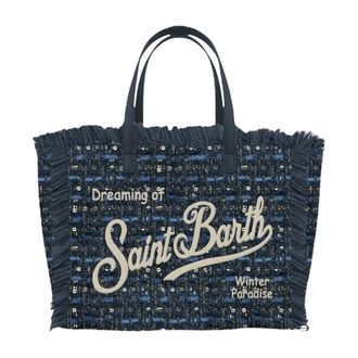 MC2 Saint Barth Colette Tweed Shiny - Dames - Tassen - Blauw - Maat: ONE Size Tweed