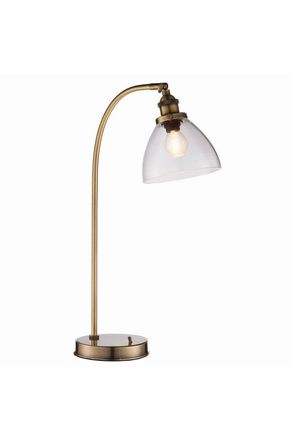 Netlighting Hansen 1 Light Table Lamp Antique Brass Glass E14 in Gold