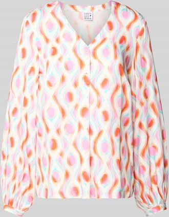 Emily van den Bergh Regular Fit Bluse mit V-Ausschnitt in Offwhite, Größe 36