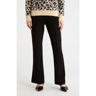 T Tahari Faux Suede Bootcut Pants in Black at Nordstrom Rack, Size X-Large
