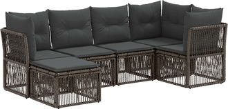 vidaXL Conjunto De Sof&aacute;s De Jard&iacute;n 6 Uds. Gris Rat&aacute;n Sint&eacute;tico Vidaxl