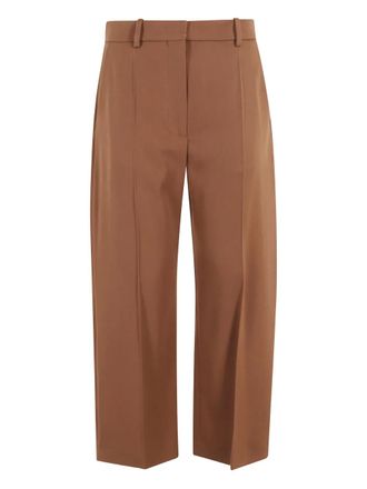 Marni pleated cropped trousers - women - Virgin Wool - 38 - Brown
