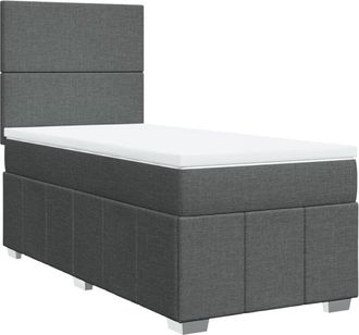 vidaXL Cama Box Spring Con Colch&oacute;n Tela Gris Oscuro 80x200 Cm Vidaxl
