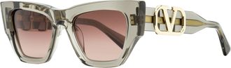 Valentino Womens V-Sette Sunglasses VLS-166 C Transparent Gray 52mm