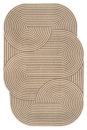 Jonathan Y Designs Margot Modern Geometric Arch Stripe Indoor/Outdoor Shaped Area Rug in Beige/brown at Nordstrom, Size 8Ft 0In X 10Ft 0In