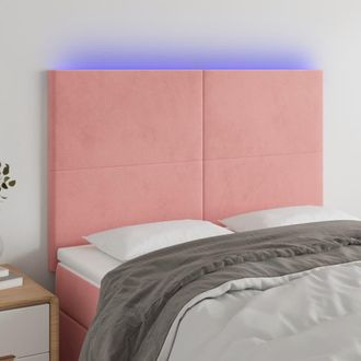 vidaXL Cabecero Con Luces Led Terciopelo Rosa 144x5x118/128 Cm Vidaxl