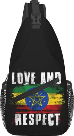 Generic Love And Respect Ethiopia Flag Ethiopian Pride Crossbody Bag Adjustable Shoulder Bag Trendy Backpack For Women Casual Workout