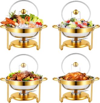 OEM Servidor De Buffet, Acero Inoxidable, Capacidad De 5 Cuartos, Paquete De 4