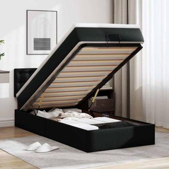 vidaXL Letto Pouf con Materasso Nero 100x200 cm Similpelle - Vidaxl