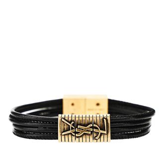 Saint Laurent Cassandre plate leather bracelet Woman S