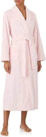 Lauren Ralph Lauren Fleece Monogram Robe in Pink at Nordstrom, Size Small
