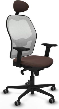 Piqueras y Crespo Piqueras Y Crespo - Jorquera Sincro Malla Blanca Similpiel Marr&oacute;n Oscuro Brazos 2d Base Nailon Cabecero Fijo Ruedas 65mm Engomada