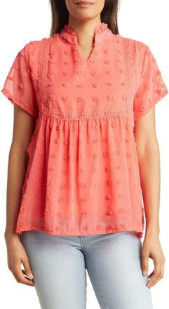 Forgotten Grace Crochet Clip Dot Blouse in Coral at Nordstrom Rack, Size X-Large