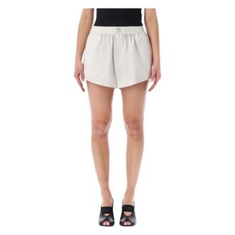 Maison Margiela Striped Cotton Poplin Shorts - Dames - Bermuda - Wit - XS - Katoen - Korte Broeken