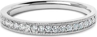 House of Brilliance 14K Gold 1/4 Cttw Round Diamond Milgrain Wedding Band in White at Nordstrom, Size 5.5