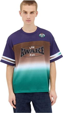 Awake NY Grafisch Logo Mesh Voetbalshirt - Heren - T-shirts - Veelkleurig - S - Polyester - Tops