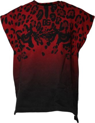 Dolce & Gabbana Leopard-Print Cotton Tank Top - Red