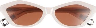 Jacquemus Les Lunettes Bambino Cat Eye Sunglasses in Pearl/Silver/Chocolate at Nordstrom