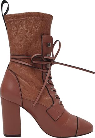Stuart Weitzman Veruka Lace-Up Ankle Boots in Rose Pink Leather