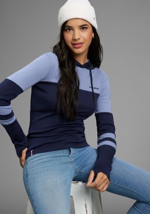 Kangaroos Kapuzenshirt KANGAROOS, Damen, Gr. 48/50, blau (marine, blau), Rippware, Obermaterial: 100% Baumwolle. Einsatz: 90% Baumwolle, 10% Viskose, k&ouml;rpernah 