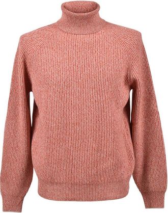 Brunello Cucinelli Orange Wool Silk Turtleneck Sweater, Brand Size 54 (US Size 44)
