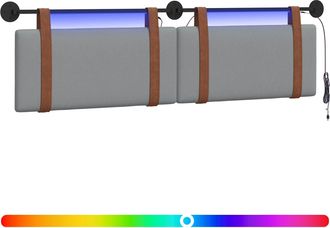 vidaXL Cabecero Colgante Con Luz Led Gris Claro Pu Antiguo Vidaxl