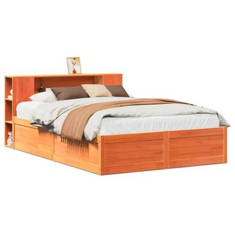 Berkfield Home Bed Frame Frame Wax Brown 150x200 cm King Size Solid Wood Pine