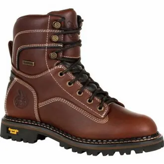 Georgia Boot Womens Amp Lt Logger Womens Waterproof Low Heel Logger Boot - Medium Width In Brown