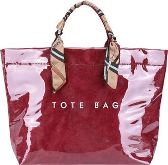 Generic PVC Tote Bag Shoulder Bag Top Handle Hobo Bag for Women Shopping (Dark Red)