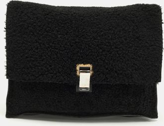 Proenza Schouler Lunch Black Faux Shearling Clutch