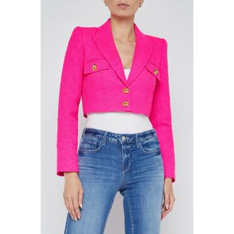 L'agence Maura Cropped Blazer in Pink Glo at Nordstrom Rack, Size 14