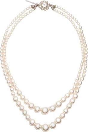 Alessandra Rich Double String Faux Pearl Necklace
