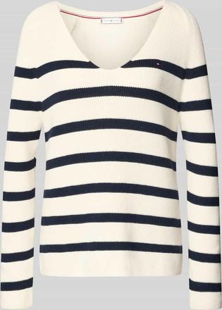 Tommy Hilfiger Regular Fit Strickpullover aus reiner Baumwolle in Weiss, Größe XXL
