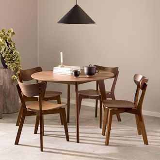 Furniture To Go Roxby Walnut Table 105x76cm with 4 Roxby Walnut Dining Chairs | Size: 105x76 cm