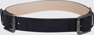 Max Mara Adjustable Suede Leather Belt with Double Buckle