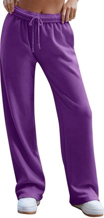 Generic Yoga Pants for Women,Wide Leg Joggers for Women Solid Color Drawstring Elasticated Waist Tracksuit Bottoms Lightweight Loose Everyday Lounge Pants Cas