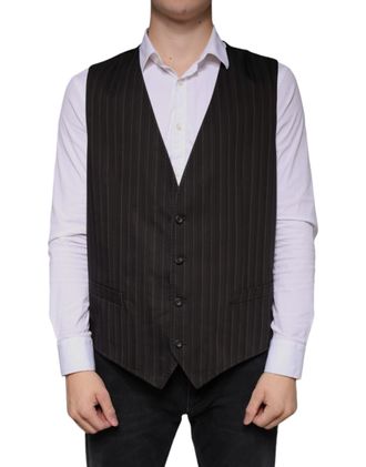 Dolce & Gabbana Pinstriped Cotton-Blend Formal Vest - Black