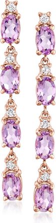 Ross-Simons Amethyst and. White Topaz Drop Earrings in 18kt Rose Gold Over Sterling